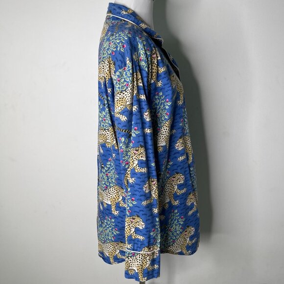 Printfresh Blue Leopard Pajama Top L - Picture 5 of 11